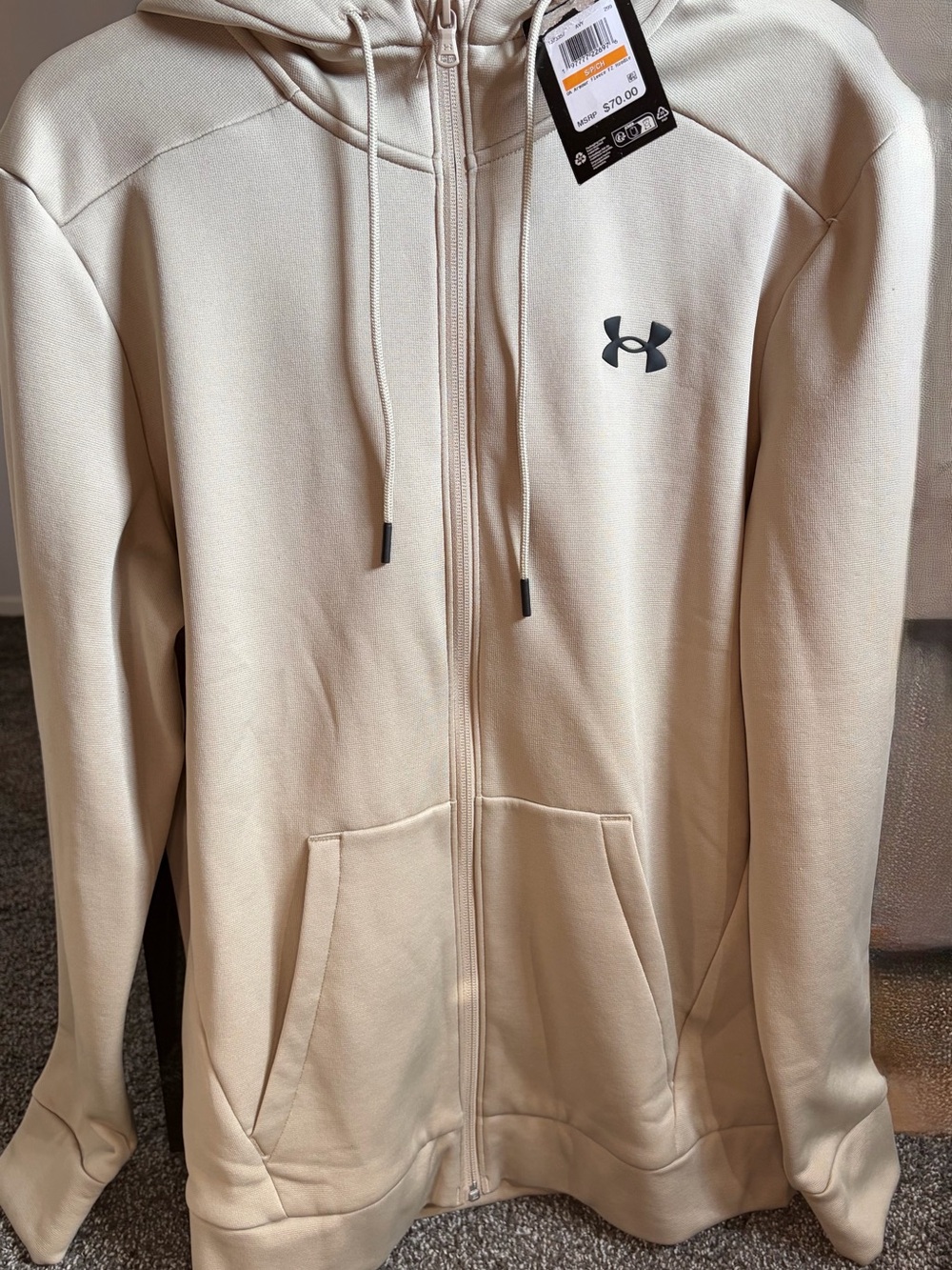 NWT !Under Armour Men’s Cream Full-Zip Hoodie